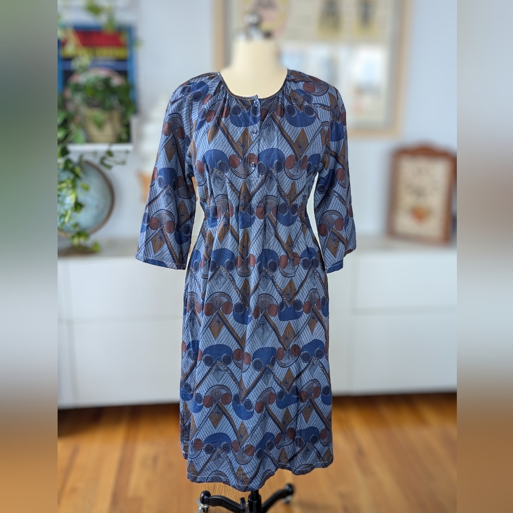 100% Linen indie full length dress S